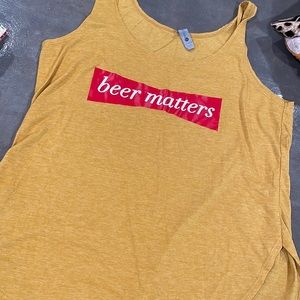 Mustard womens tank “beer matters”